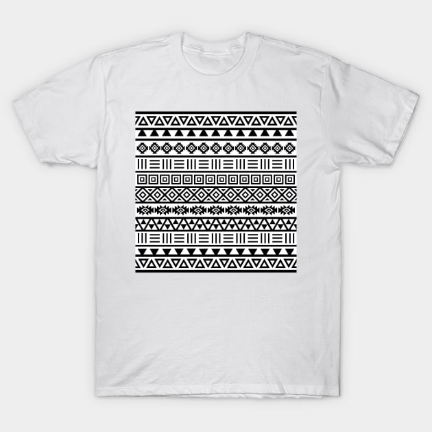 Aztec Influence Pattern BW T-Shirt by NataliePaskell